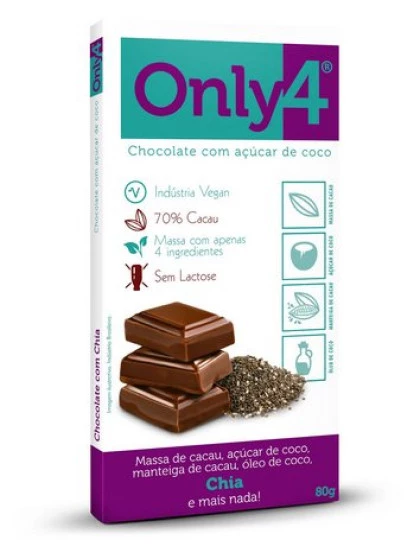 Chocolate 70% Cacau com Chia Only4 80g