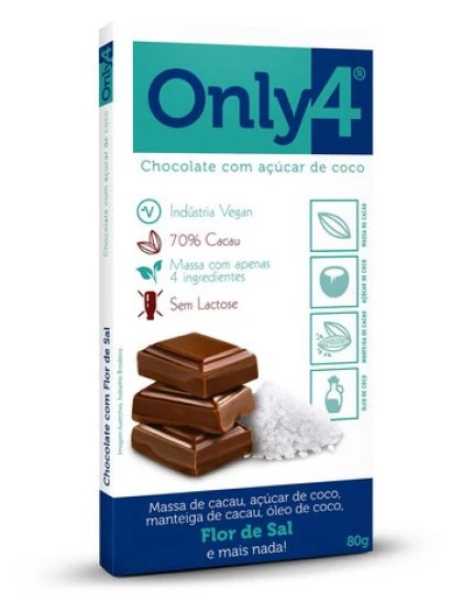 Chocolate 70% Cacau com Flor de Sal Only4 80g
