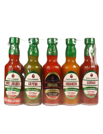 Kit Pimentas Fogo Mineiro 5un. 60ml