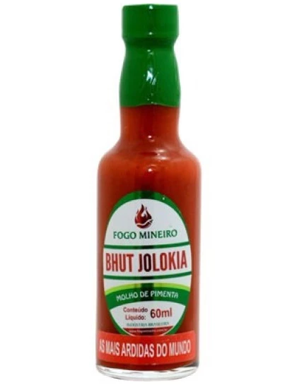 Molho de Pimenta Bhut Jalokia Fogo Mineiro 60ml