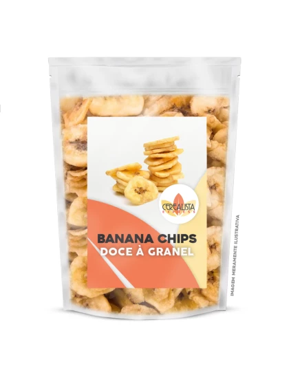 Banana Chips Desidratada Doce a Granel  Pacote