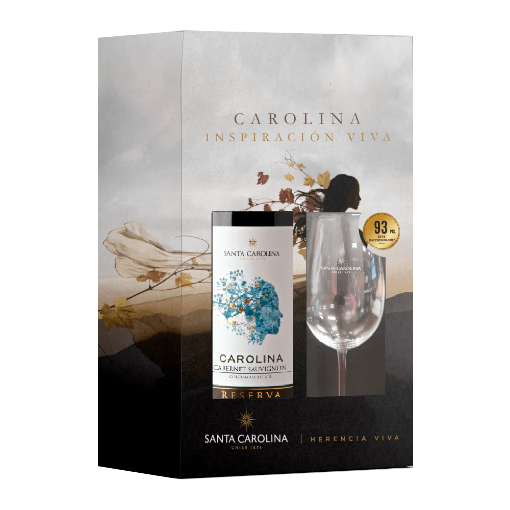 Kit Vinho Tinto Chileno Carolina Reserva Cx + Taça 750ml