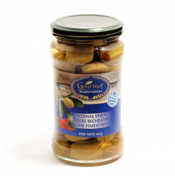 Azeitonas Verdes Recheadas com Pimentão Gourmet Mediterranean 165g