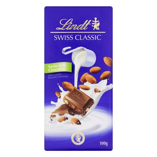 Chocolate ao Leite com Amêndoa Lindt Swiss Classic (100g)