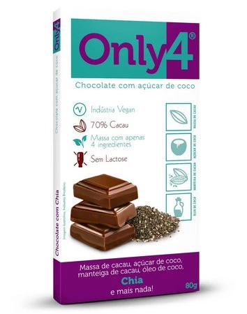 Chocolate 70% Cacau com Chia Only4 80g  