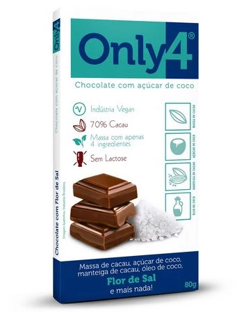 Chocolate 70% Cacau com Flor de Sal Only4 80g 