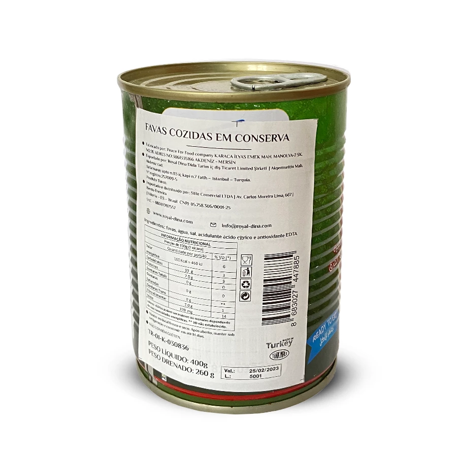 Favas Cozidas em Conserva Lata 400g
