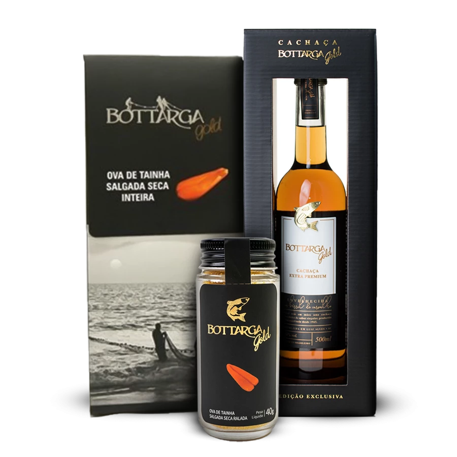 Kit Ova de Tainha e Cachaça Bottarga Gold 