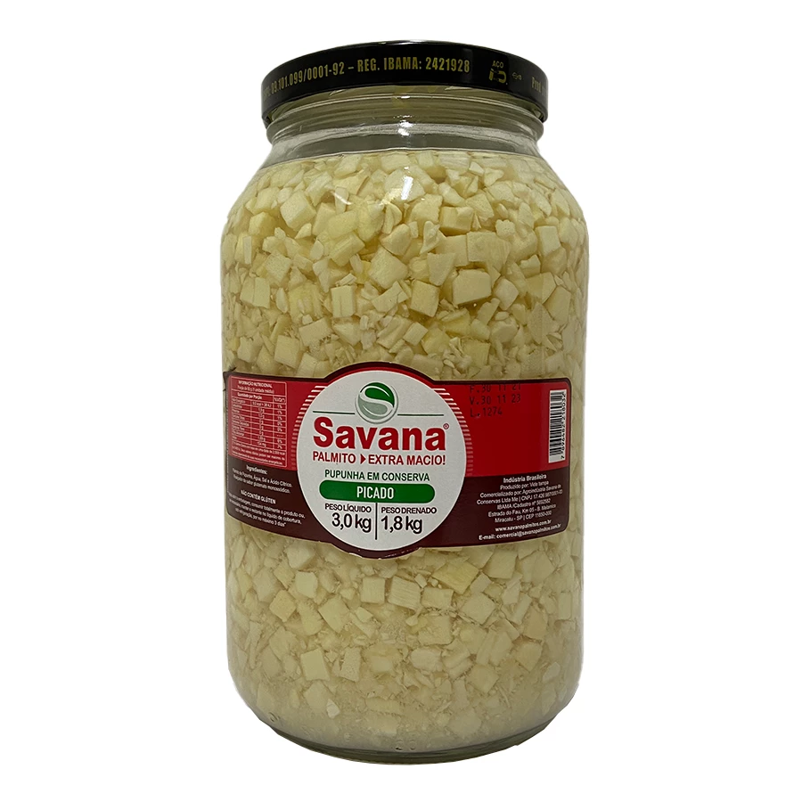 Palmito Pupunha Picado Savana 1,8kg