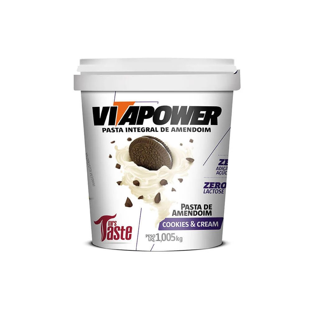 Pasta de Amendoim Cookies&Cream Vitapower Mrs Taste 1,005kg 